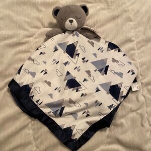 New Just Born Teddy Bear White Blue Mountains Plush Baby Security Blanket Lovey